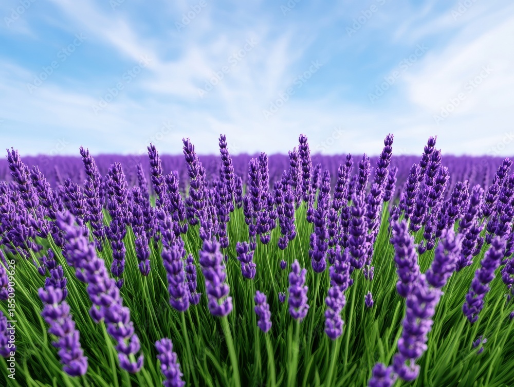 Fototapeta premium Lavender field under a vibrant sky