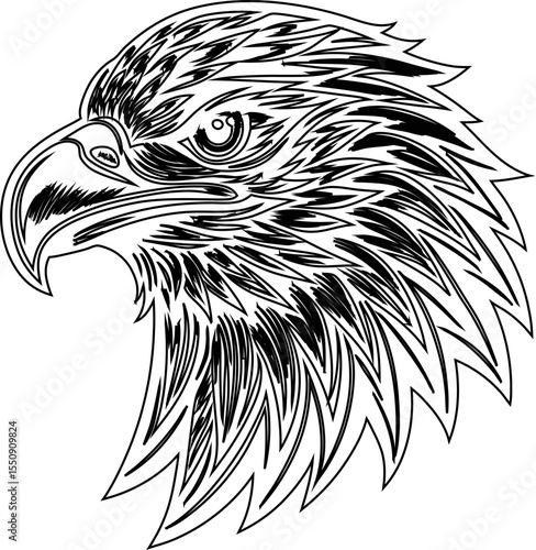 doodle -style bald eagle icon. Great for retro outdoor logos, hunting gear branding, and heritage vector designs.