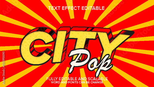 retro city pop text effect vector editable