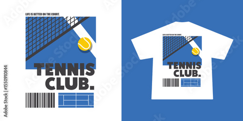 Aesthetic illustration of tennis t shirt design, vector graphic, typographic poster or tshirts street wear and Urban style