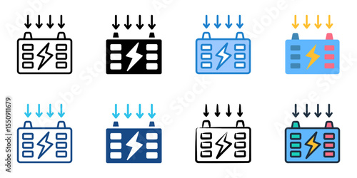 Energy Storage Technologies icon set multiple style collection 
