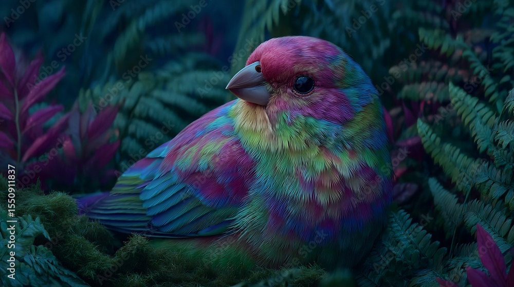 Fototapeta premium Rainbow Bird in Lush Tropical Paradise