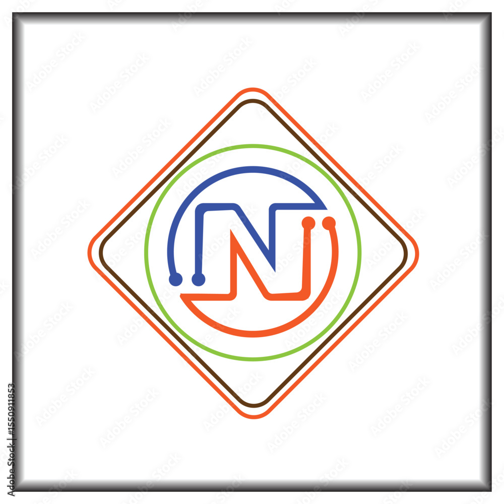 “Futuristic N-Tech Logo with Circuit-Style Lettering in Multicolor Geometric Frame” “Futuristic N-Tech Logo with Circuit-Style Lettering in Multicolor Geometric Frame”