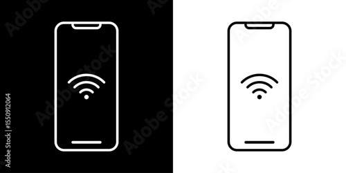 Mobile Phone with Wi-Fi Signal Icon – Wireless Internet Connectivity, Network Access Symbol