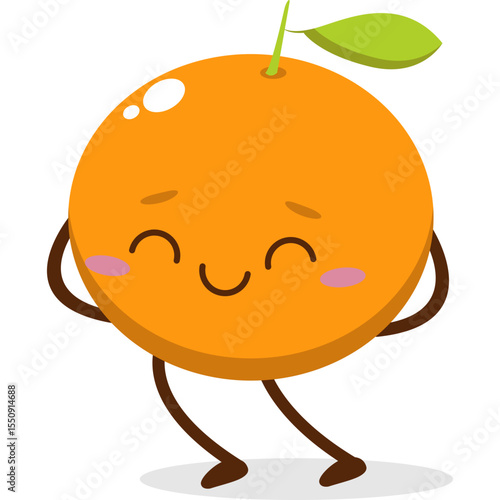 Cute orange character kawai vector for orange mascot. happy face, winking eye,. smile	

