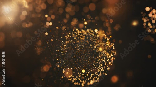 Elegant Gold Particles Floating and Shimmering on Dark Background – Luxury Glitter Abstract Animation