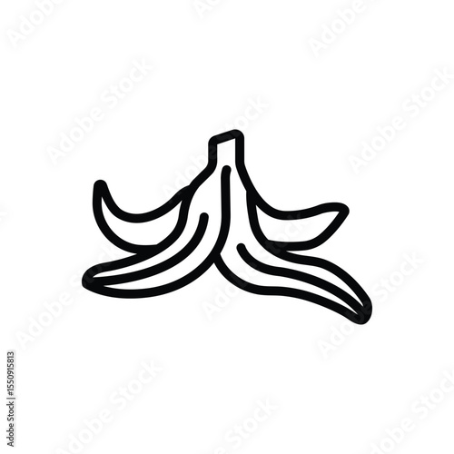 Black line icon for banana peel