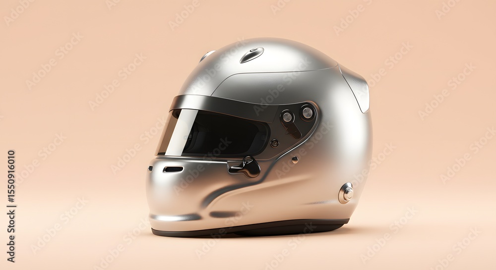 Fototapeta premium Silver Racing Helmet with Visor