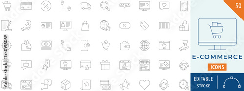 E-Commerce icon collection set. Editable stroke.