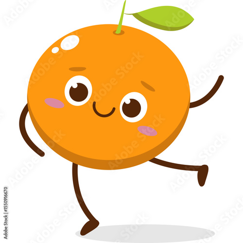 Cute orange character kawai vector for orange mascot. happy face, winking eye,. smile	
