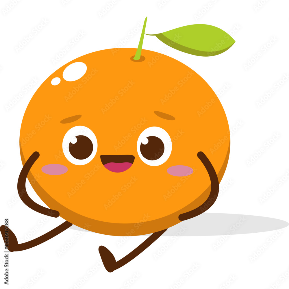 Obraz premium Cute orange character kawai vector for orange mascot. happy face, winking eye,. smile 