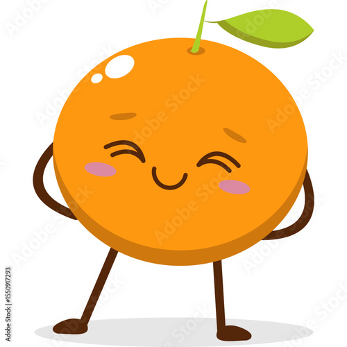 Cute orange character kawai vector for orange mascot. happy face, winking eye,. smile	
