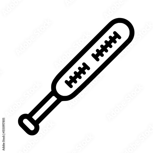 Outline icon of a baseball bat with textured grip, representing sports equipment and recreational activity.