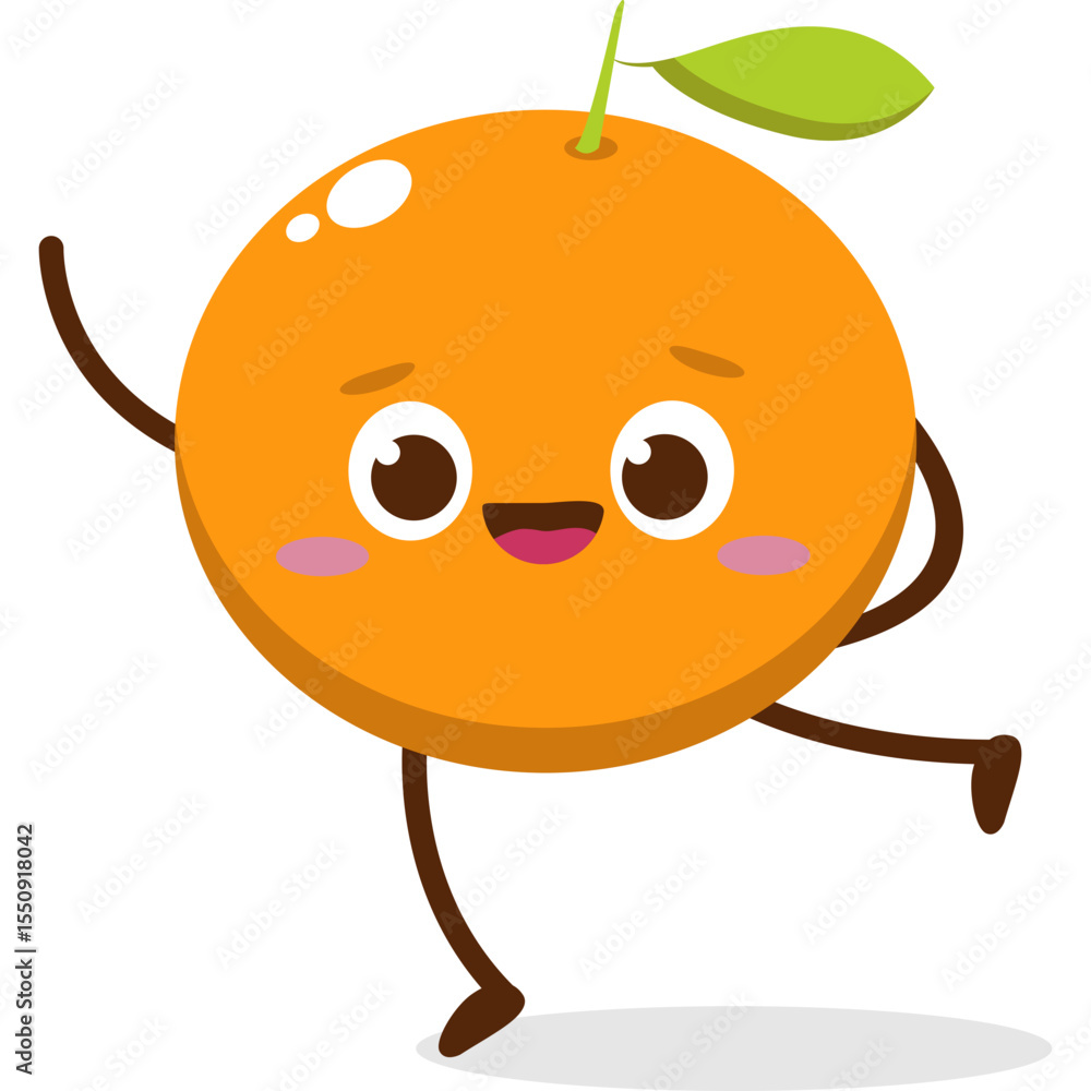 Obraz premium Cute orange character kawai vector for orange mascot. happy face, winking eye,. smile 