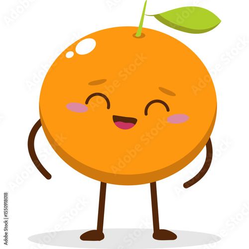 Cute orange character kawai vector for orange mascot. happy face, winking eye,. smile	
