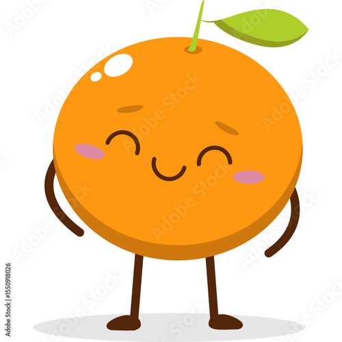 Cute orange character kawai vector for orange mascot. happy face, winking eye,. smile	
