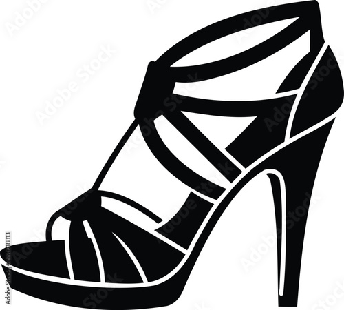 Elegant black high heel sandal with straps for a special occasion