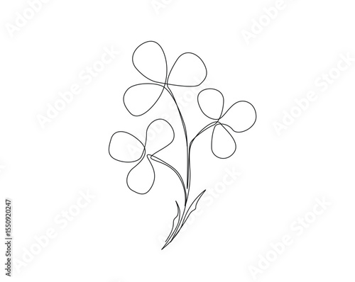 Beautiful flower outline drawing illustration. one continuous line drawing of topical flower.