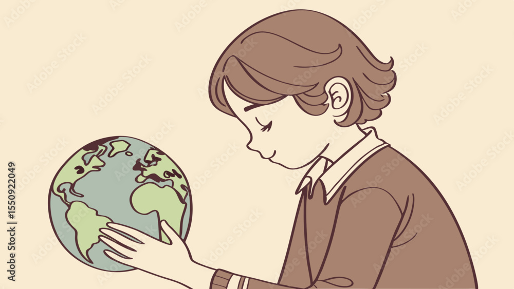 People hold a globe, symbolizing global business, environmental care, and international concept for the world People hold a globe, symbolizing global business, environmental care, and international concept for the world