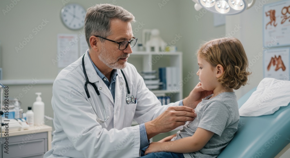 Fototapeta premium Caring Doctor Examining a Child Patient