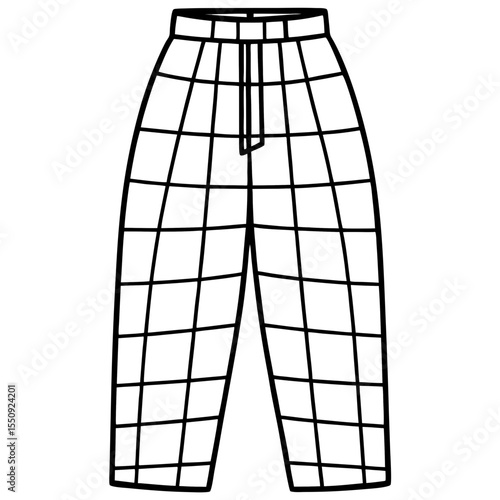 Grid Pattern High-Waisted Slacks Vector