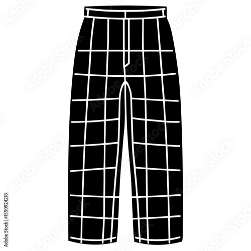 Grid Pattern High-Waisted Slacks Vector