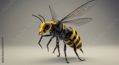 Futuristic robotic bee with realistic insect features