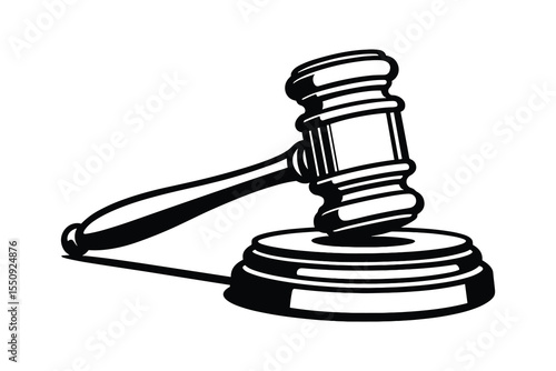 Monochromatic Gavel on Stand: Symbol of Justice and Authority
