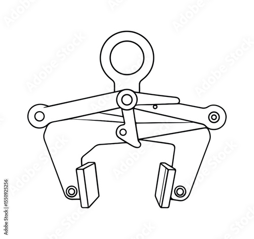 Concrete Block Grabber: Detailed Engineering Line Drawing