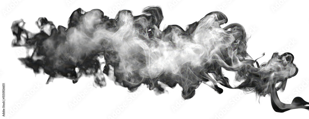 Fototapeta premium Wispy white smoke against black