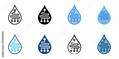 Microfluidics icon set multiple style collection 
