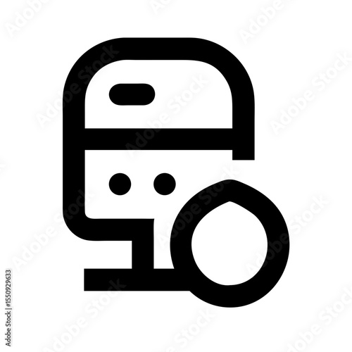 Black line icon of a person with a circular speech element, representing a podcast host, speaker, or audio content creator.
