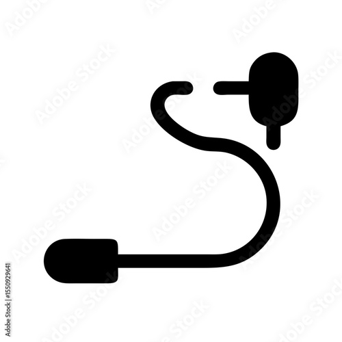 Black icon of a lavalier mic with cable, representing wearable microphones used for broadcasting, interviews, or professional audio recording.
