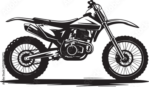 Dirt Bike Silhouette with Off-Road Motorcycle and Rugged Tire Design
