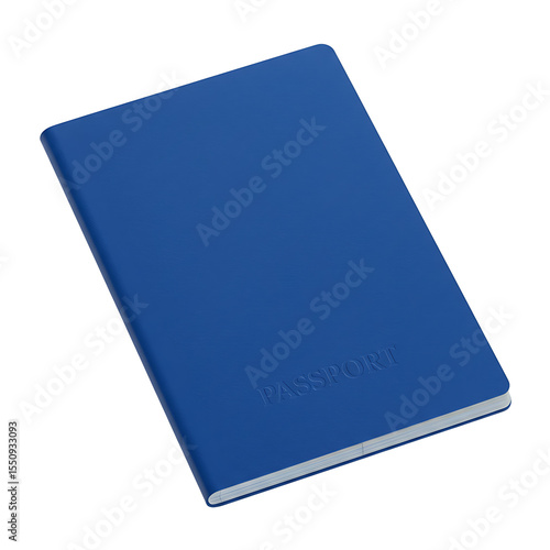 A blue passport cover isolated on white background, isolated on transparent background