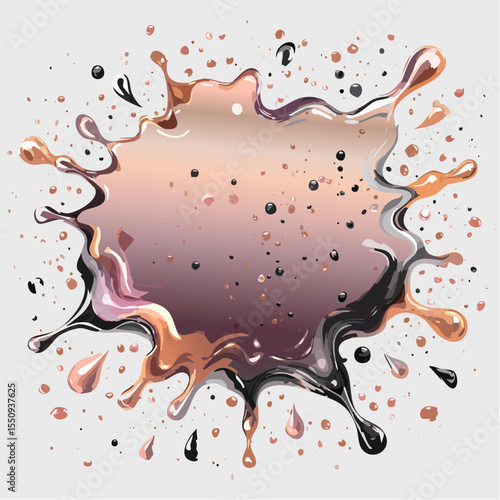 liquid chrome splatter of molten steel rose-gold and obsidian pools