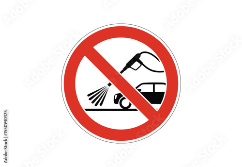 Free Download No car washing or spraying water on vehicle symbol prohibition warning sign - GFXLoad
