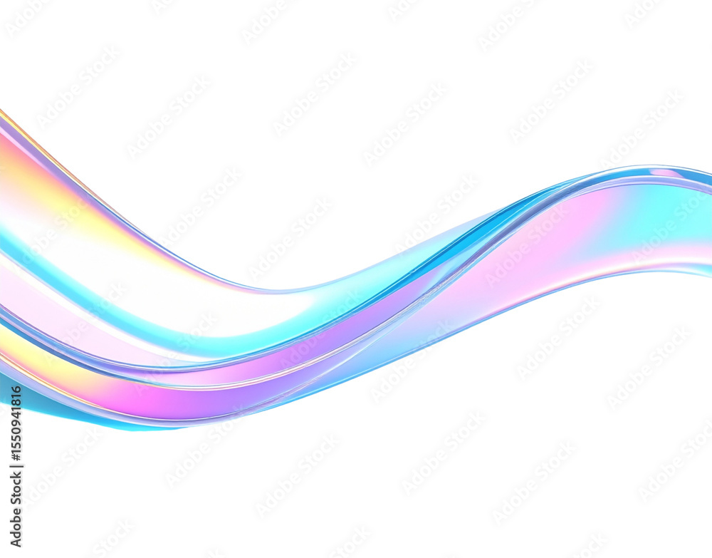 Fototapeta premium Iridescent Pastel Blue and Pink Abstract Wave Smooth Glassy Texture Flowing Design.