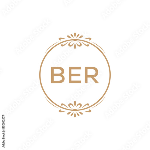 Elegant Monogram Logo Design with Decorative Frame – BER Luxury Brand Identity Icon
