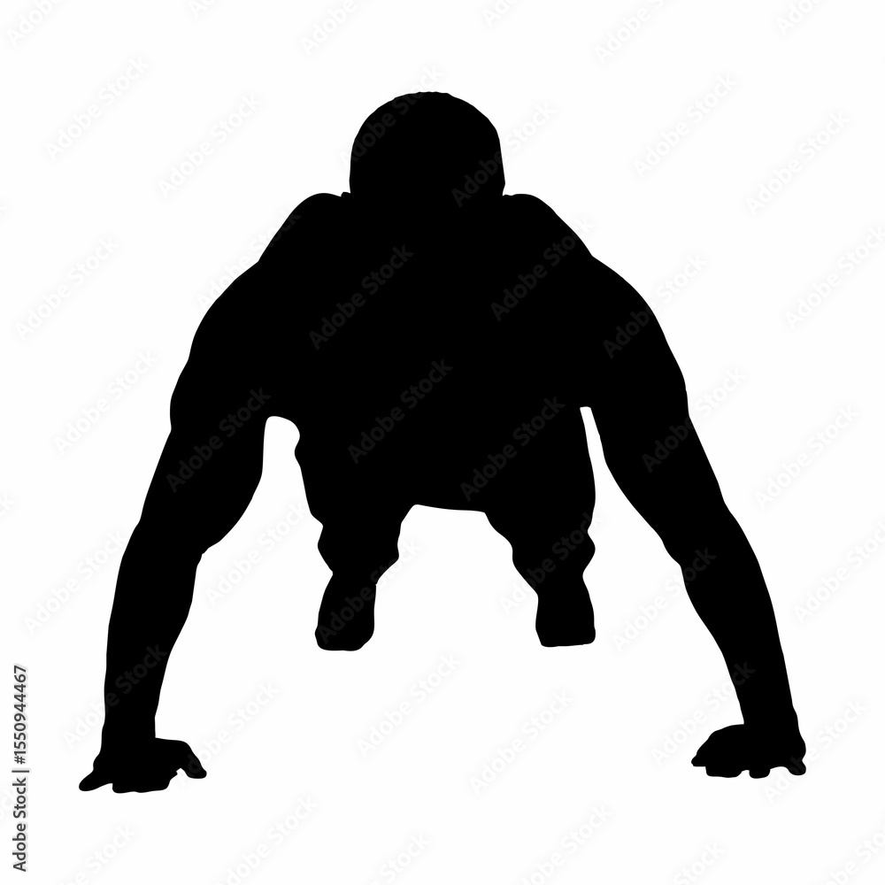 Obraz premium Pushup Exercises Silhouette Demonstration