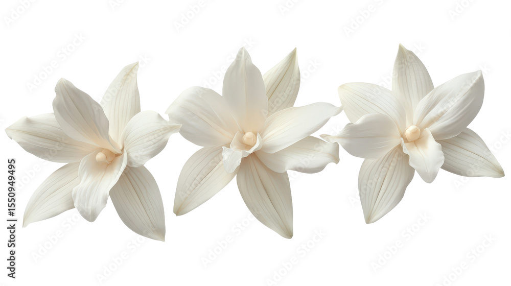 Naklejka premium White orchids flower Transparent background, PNG