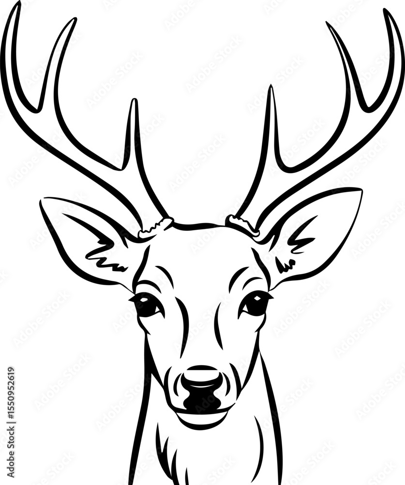 Naklejka premium Deer head outline vector illustration line art