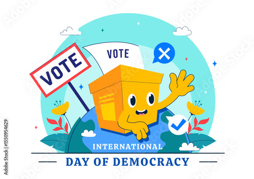 International Day of Democracy Vector Illustration on September 15 with Hands Holding Voting Papers for Resolution in a Flat Cartoon Style Background