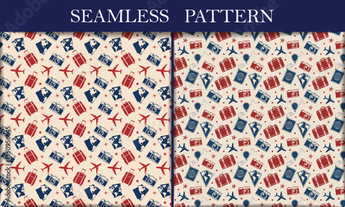 Seamless Carnival Pattern Ferris Wheel, Balloons, and Funfair Treats Design