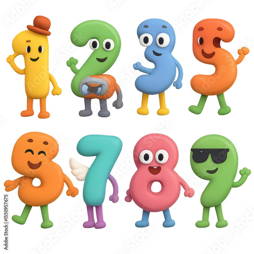 Numbers icons for kids learning, ideal for web design, presentations, and infographics.	