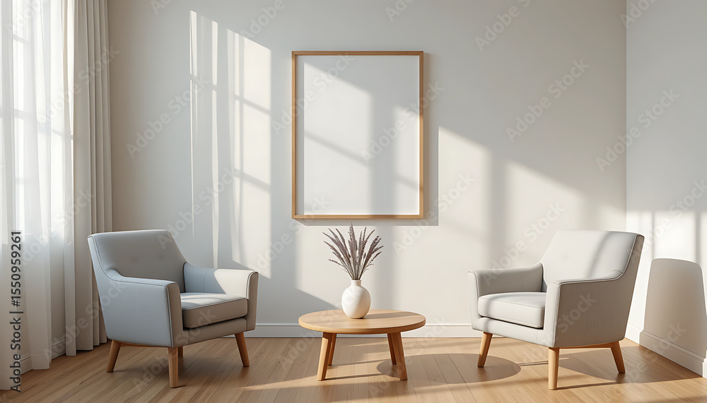 Modern Living Room with Neutral Tones, Sunlight, and Pampas Grass Decor Modern Living Room with Neutral Tones, Sunlight, and Pampas Grass Decor