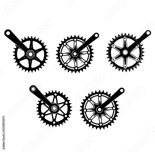 Bicycle Crank(Cycle Pedal, Bike, Cycling). silhouettes vector