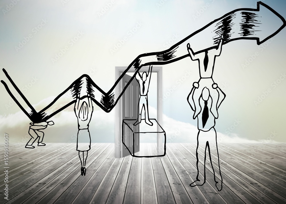 Fototapeta premium Doorway standing on floorboards