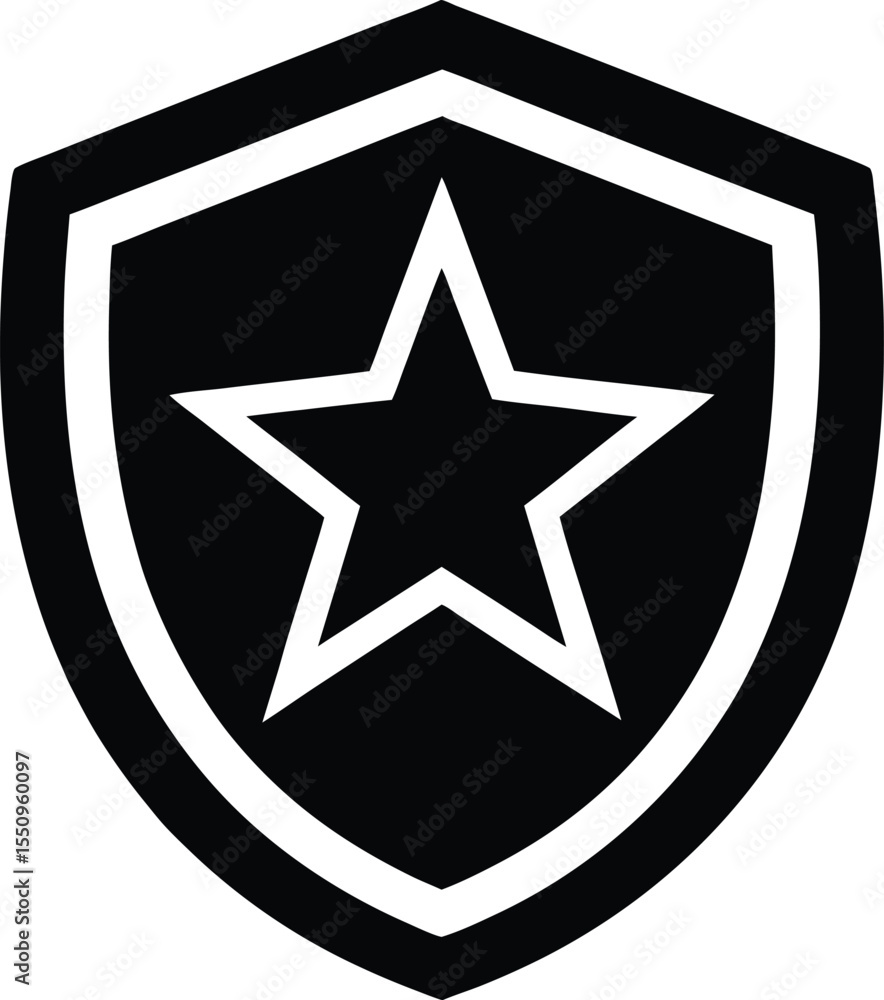 Obraz premium Three Dimensional Shield Star Icon Vector Illustration