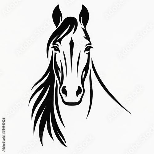 Silhouette of a horse head front 